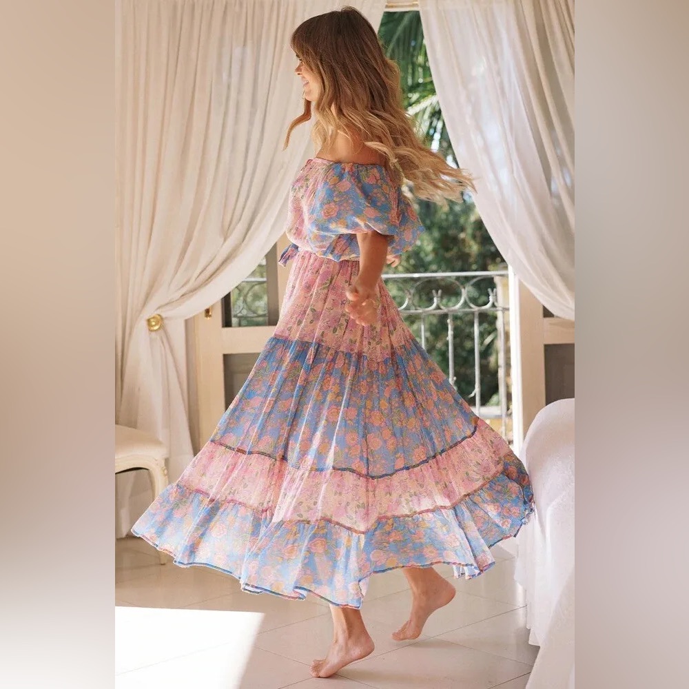 Spell juniper tiered gown floral maxi